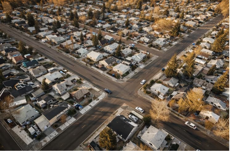 Aerial view of a Calgary residential neighbourhood — junk car pickup available across all areas of the city